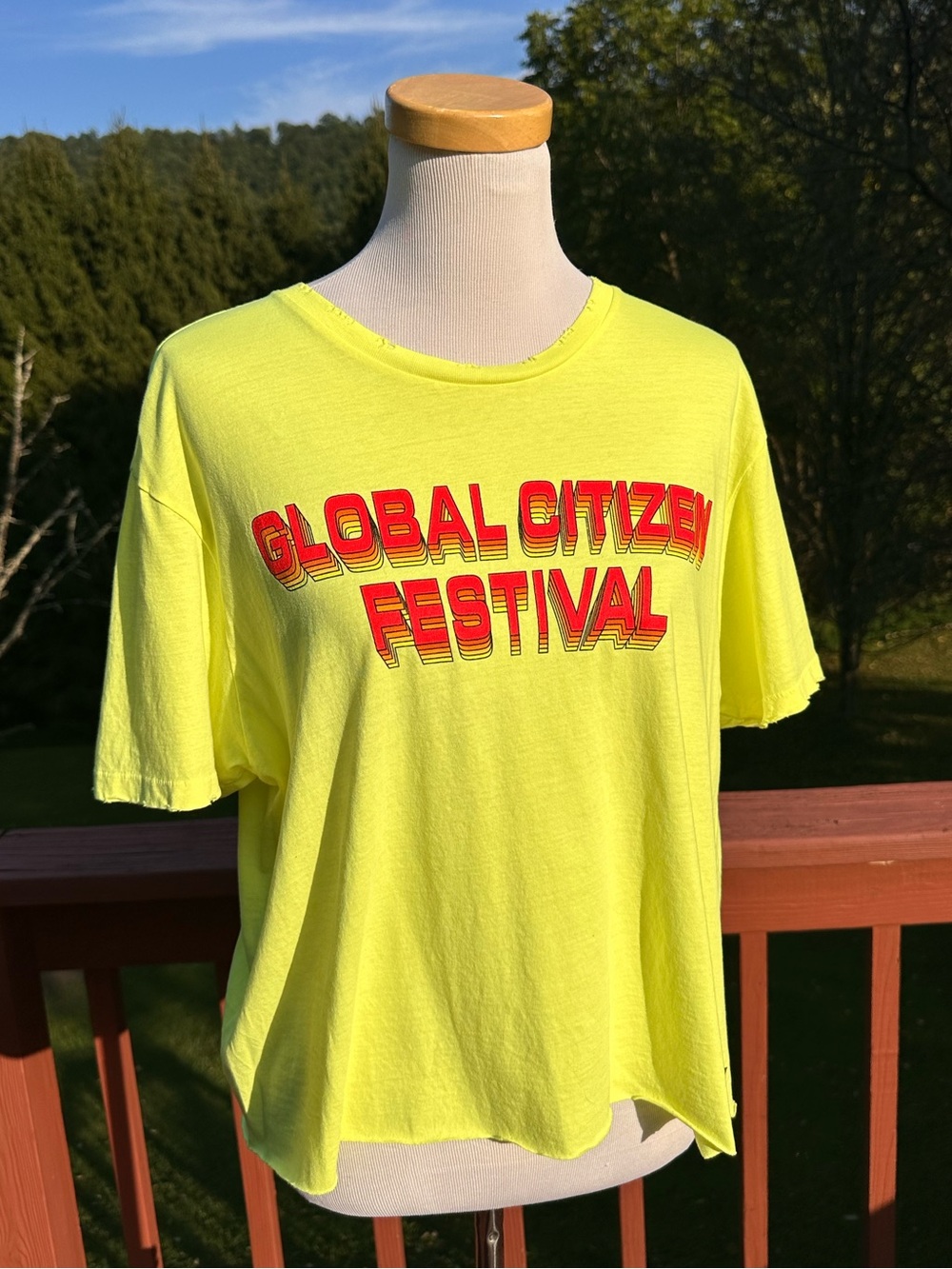 Aviator Nation Global Citizen Festival Distressed Cropped Graphic Tee NEW